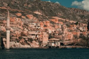 Old Halfeti village partly submerged, showcasing unique architecture and natural beauty along the Euphrates.
